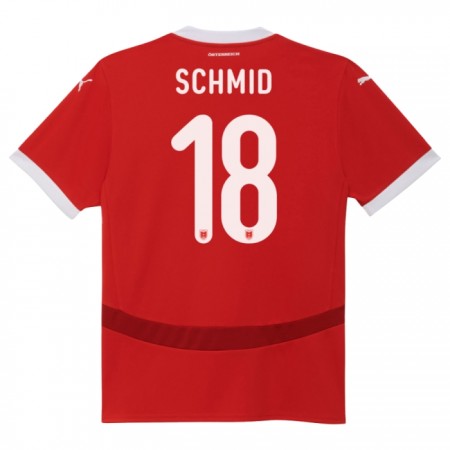 Camisola Áustria Romano Schmid 18 Equipamento Principal Euro 2024 Manga Curta Camisola Áustria Romano Schmid 18 Equipamento Principal Euro 2024 Manga Curta